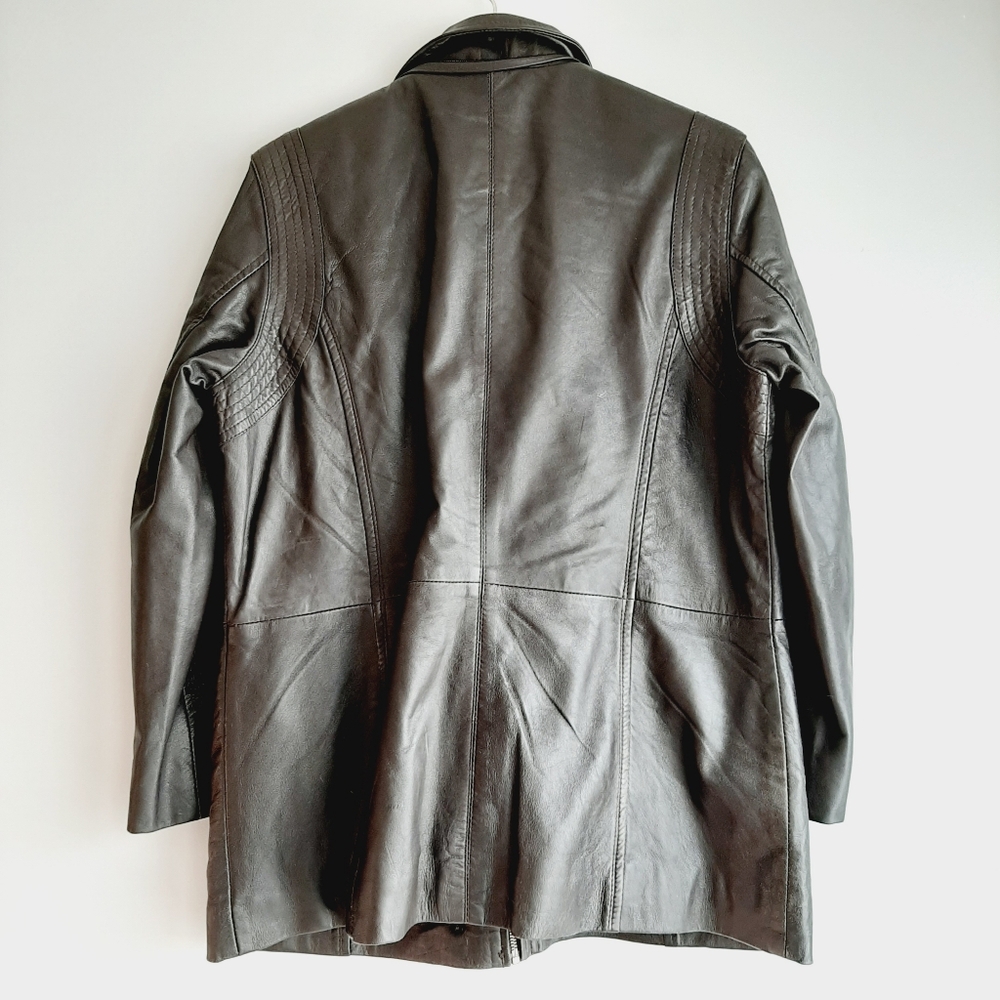 DANIER Genuine Soft Leather Button & Zip Front Jacket Dark Brown Short Coat Sz M - Picture 8 of 16